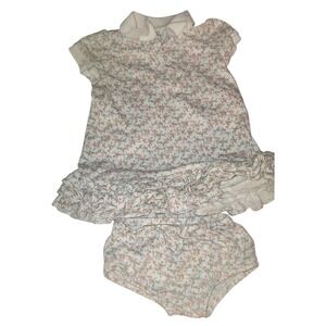 Ralph Lauren Floral Dress Bloomer Set White Pink Green 18 Months Baby Girl